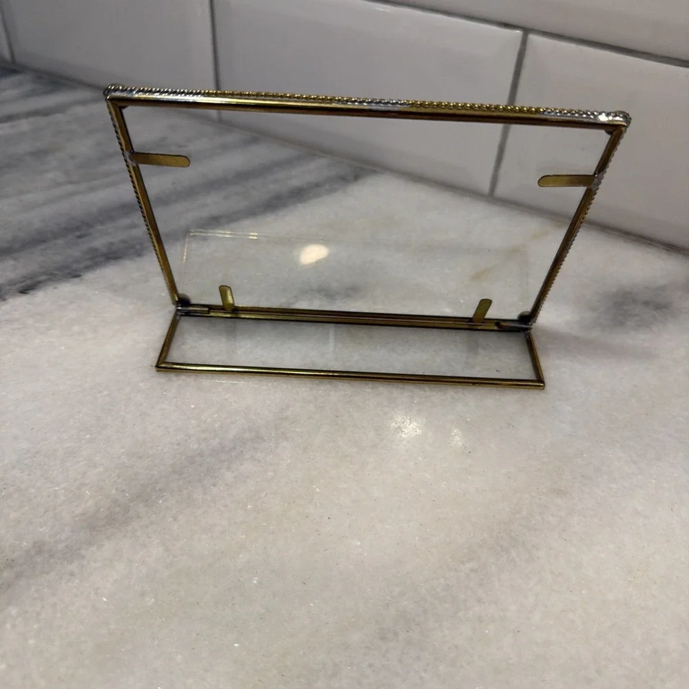 Vintage Set Of 3 Gold/glass Picture Frames 4x5in ES003